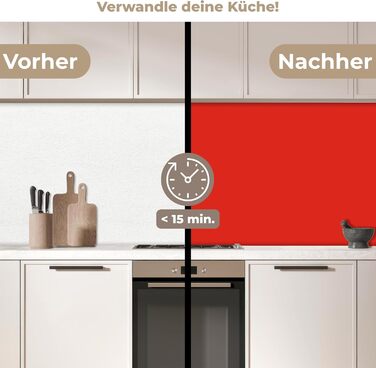 Кухонний фартух 60x250 см, самоклеючий фартух, кухонний фартух, кухонний фасад, самоклеючі кухонні фартухи - Осінь (Червоний - Колір, 60 x 500 см)