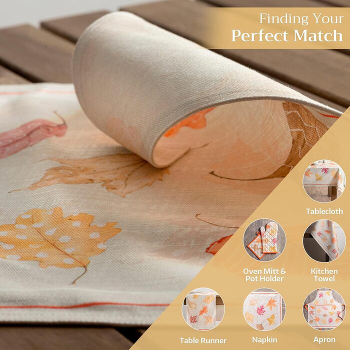 Бавовняні килимки для серветок, набір з 4 шт. , декоративні килимки для серветок, пасхальні килимки, що миються, для свят, вечерь, весни, літа (33 см x 48 см) (13 - Кольори осені), 39Hermine 100