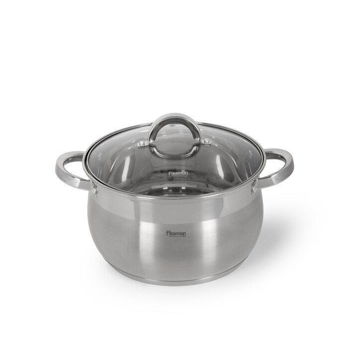 Каструля Fissman FELINA 24x14,5 см / 6,5 л. зі скляною кришкою нержавеющая сталь (5348)