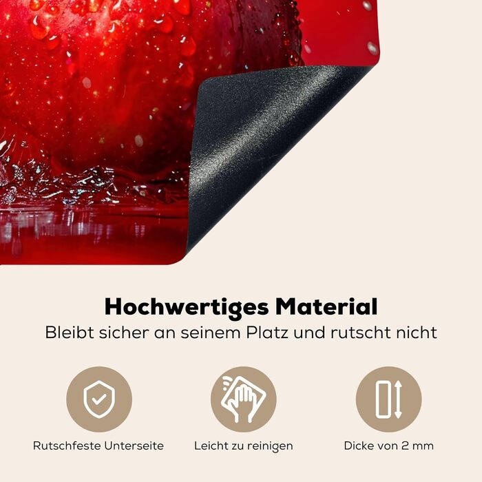 Фартух для плити, кухонний фартух, вініл, 78x52 см, декор для кухні, облицювання стіни, кришка для плити - сіро-чорна (яблуко - сплеск, 51,6Д x 57,6Ш см)