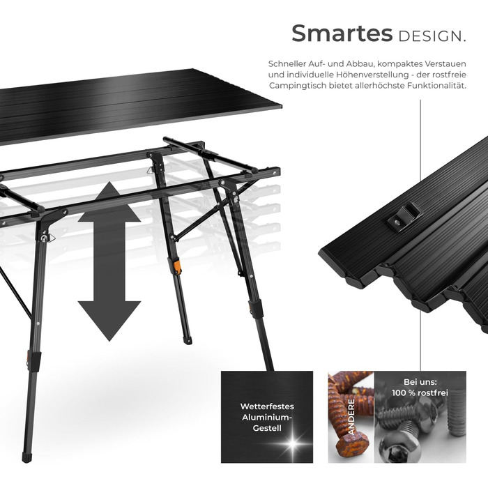 Складной алюминиевый стол для кемпинга 90 x 52 см tectake