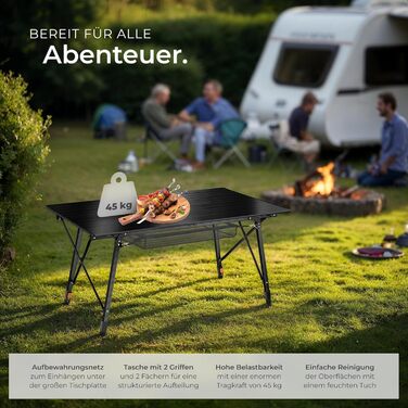 Складной алюминиевый стол для кемпинга 120 x 70,5 см tectake