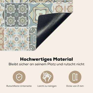 Фартух для плити, кухонний фартух, вініл, 78x52 см, декор для кухні, облицювання стіни, кришка плити - сіро-чорна (зразок - плитка, 51,5Д x 83Ш см)