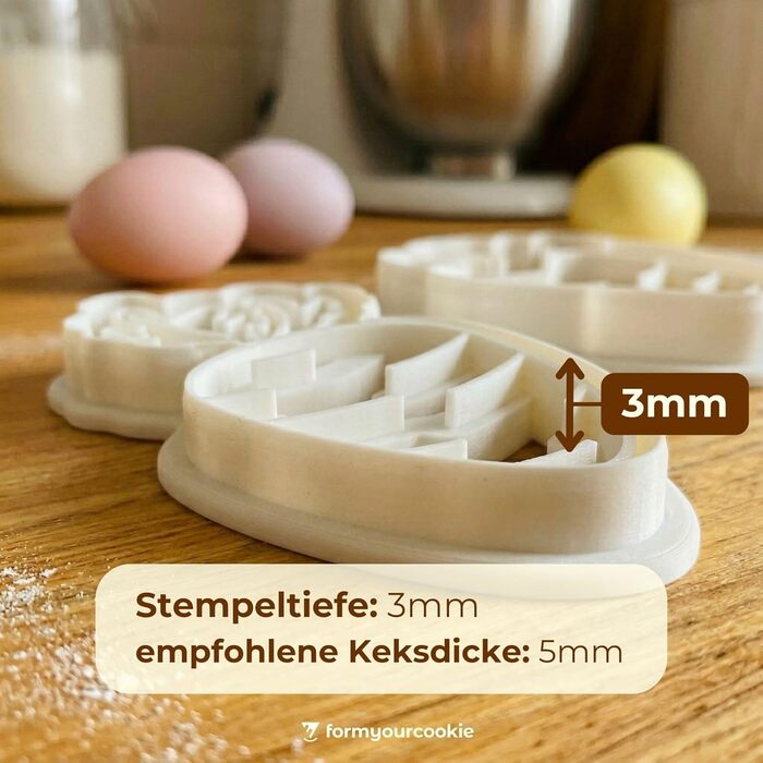 Набір формочок для пасхального печива з 3 шт. , візерунок у смужку з пасхальних яєць, зайчик, 2 в 1 зі штампом, 5 x 4 см, можна мити в посудомийній машині, екологічно чисті, нержавіючі (морква (10x5xсм))