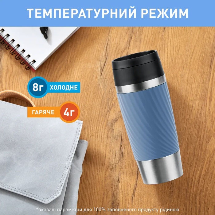 Tefal Термочашка Travel Mug Classic Twist, 360мл, нержавіюча сталь, блакитний