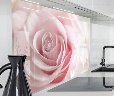 Кухонний фартух timalo зі скляним виглядом Акрилове скло 2 мм Бризкозахисна стіна для плити, скляний фартух, акрилові скляні стінові панелі, захисна панель для фартуха Бетонно-блакитно-сірий (160x50 см, 239- Рожеві троянди)