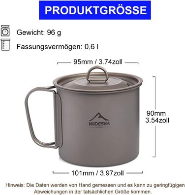 Туристична чашка з титану 600 мл widesea