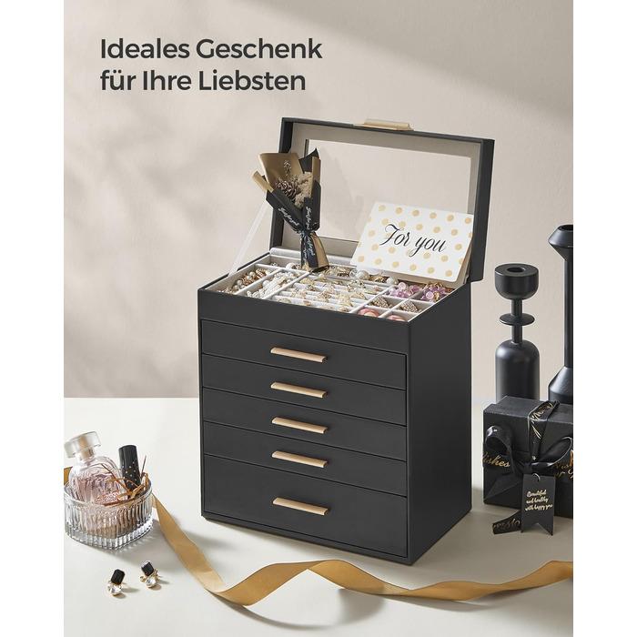 Органайзер для ювелирных изделий 6-уровневый, черный SONGMICS