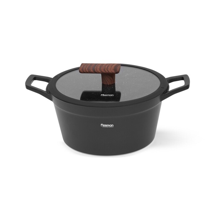 Кастрюля Fissman FILOMENA 24x12 см 3,9 л со стеклянной крышкой алюминий с антипригарным покрытием (14531)