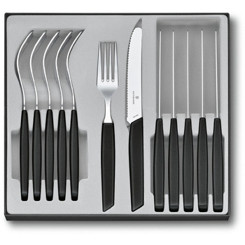 Кухонный гарнитур Victorinox Swiss Modern Table Set 12шт из черного цвета. ручка (6 ножей для помидоров, 6 ведер)