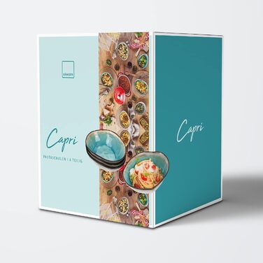 Співачка Набір десертних мисок Capri, набір десертних мисок з кераміки з 4 предметів, ємність 450 мл (набір чаш для макаронів 4 шт.)