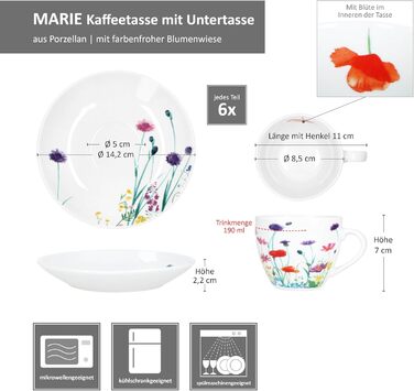 Кавові чашки з блюдцями для 6 осіб 190 мл MamboCat