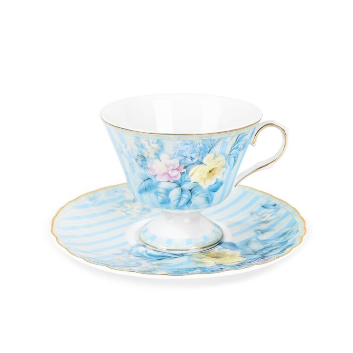 Чашка и блюдце 170 мл синяя гортензия fanquare