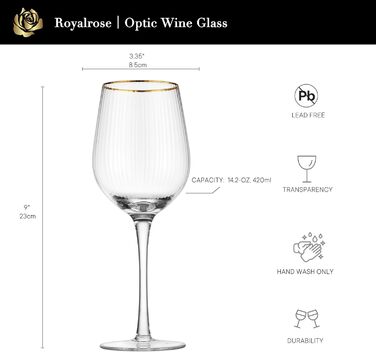 Преміальні келихи для вина 4 шт 411 мл Royalrose