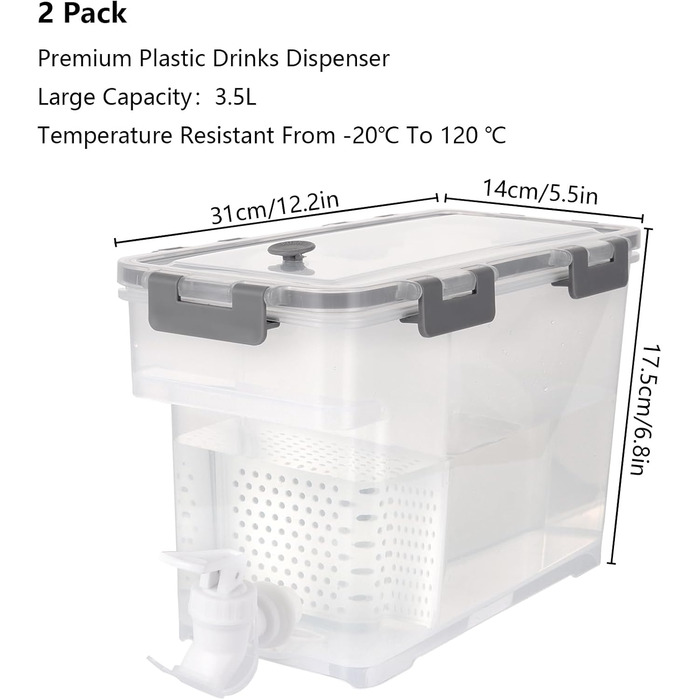 Диспенсеры для напитков с кранами 2 шт 3,5 л MUXHEL