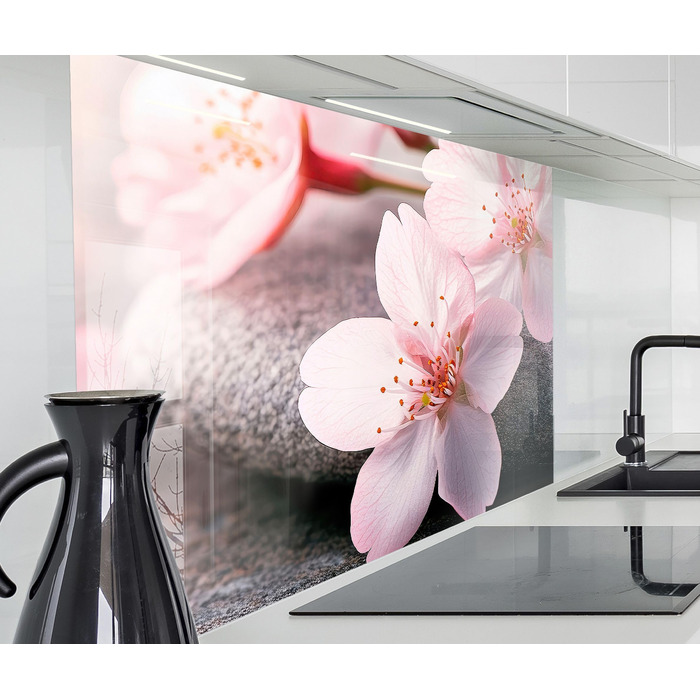 Кухонний фартух timalo зі скляним виглядом Північне море, очерет, захід сонця, океан, солома 2 мм акрилове скло Бризок настінний для плити, кухонний скляний фартух, акрилова скляна настінна панель, панель для фартуха (220 x 58 см, 314- Цвітіння вишні)