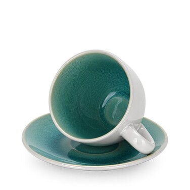 Кухоль Fissman CELINE 220 мл з блюдцем, колір лазурний кераміка (6228)