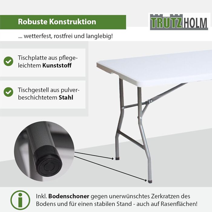 Складной фуршетный стол 180x75 см белый TRUTZHOLM