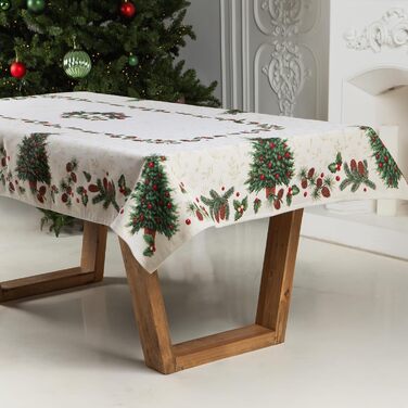 Різдвяна гобеленова скатертина Home of Christmas Скатертина на Різдво та Новий рік (Зелена ялинка (без блискіток), 140x240 см)