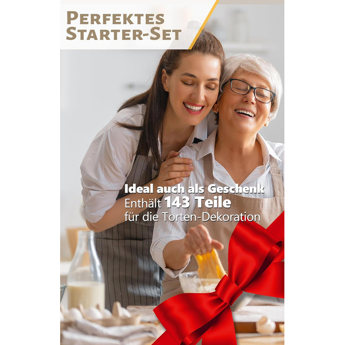 Набір аксесуарів для торта 4smile, 142 предмети - підставка для торта, що обертається набір для прикраси торта, ідеально підходить для початківців у випічці - набір для випічки з насадками з нержавіючої сталі - аксесуари для прикраси торта Terra Baking Ac