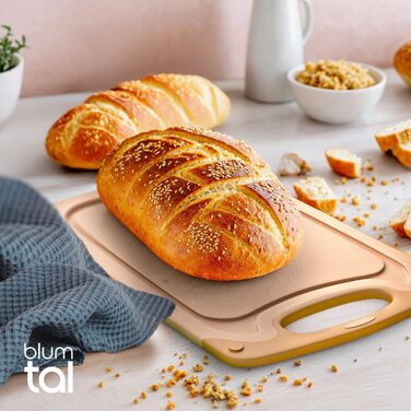 Набір обробних дощок Blumtal 3 розміри (S/M/L) - Велика пластикова обробна дошка з пазами для соку та ручкою - Міцна кухонна обробна дошка без BPA (бежевий, комплект з 2 шт.)