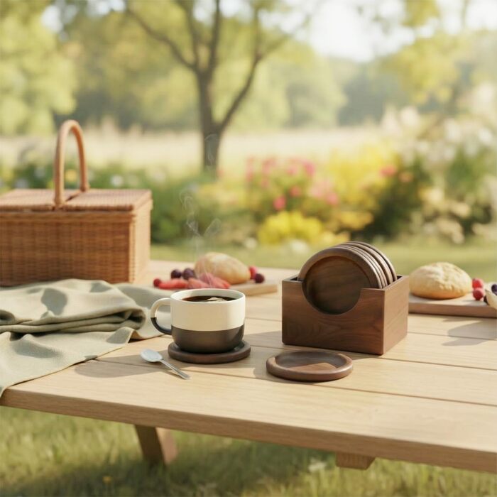 Набір підставок під склянки з горіхового дерева 6 шт OFFASST