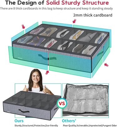 Коробка для хранения обуви с прозрачной крышкой 2шт. homyfort