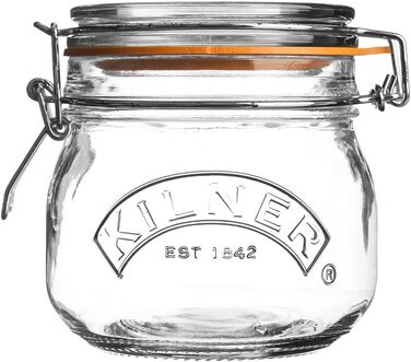 Стеклянная банка для хранения 0,5 л с зажимом Kilner
