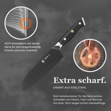 Набор ножей Wakoli Titanium Noir (5 предметов) с магнитным блоком профессиональные кухонные ножи из нержавеющей стали с черным титановым покрытием (12,521 см), включая нож Сантоку