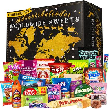 Адвент-календар 2025, снеки Worldwide Sweets 24 х 20 г, MeerBach & Rose