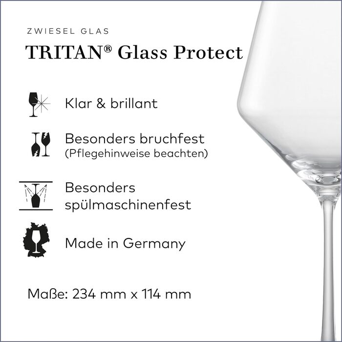 Келих для білого вина Zwiesel Glas Sauvignon Blanc pure (набір з 2 шт. ), витончені фужери для білого вина, келихи для безпечного для миття в посудомийній машині Tritan Crystal, виробництво Німеччина (арт. No 122314) (келих для червоного вина Бургундія (2