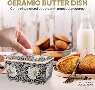 Маслянка з кришкою, китайська кераміка, з гарними акварельними мотивами, дизайн від галереї Дженніфер Роуз для Busy Bees (барвистий (квітковий візерунок))