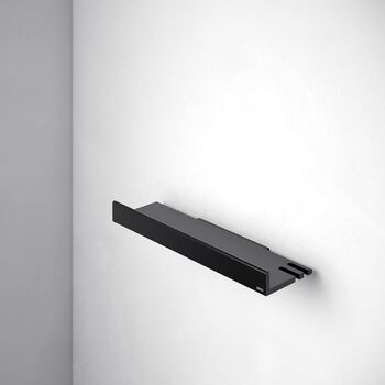 Алюмінієвий душовий піддон KEUCO, чорний, знімний кошик, зі зливними отворами, 35x6,6x11,6 см, настінний, Reva Black Selection.