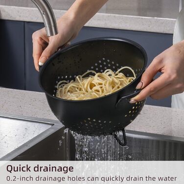 Металеве сито для пасти з подвійними ручками 21 см чорне beifeier