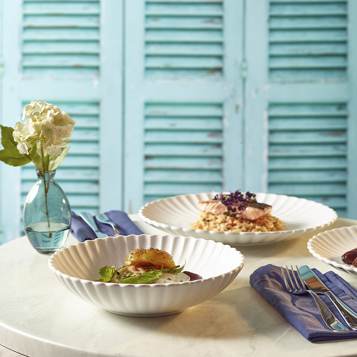 Салатник 1100 мл, 23 см, Incise Porcelain Scalloped, GenWare