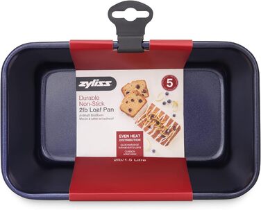Форма для випікання хліба Zyliss E980199, антипригарна, вуглецева сталь, темно-синій, ідеально підходить для випікання хліба, смаження та приготування, можна мити в посудомийній машині, 5 років гарантії 1,5 л/2 фунта
