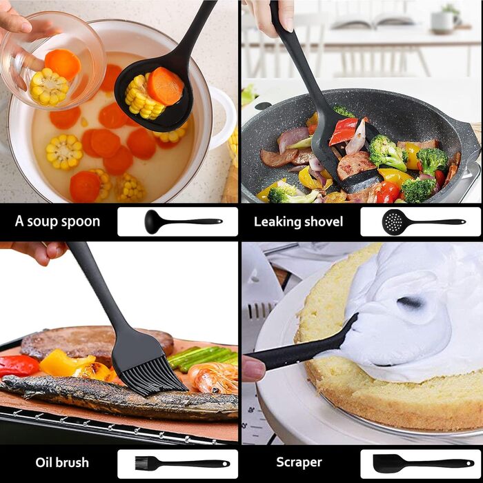 Набір кухонного приладдя, 49 предметів, чорний TAVADA