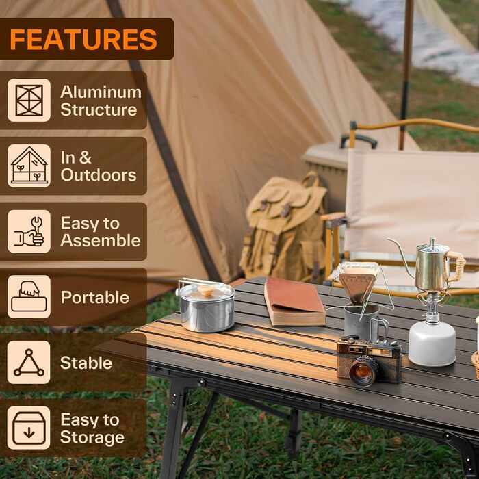 Складной стол для кемпинга и пикников черный Sportneer