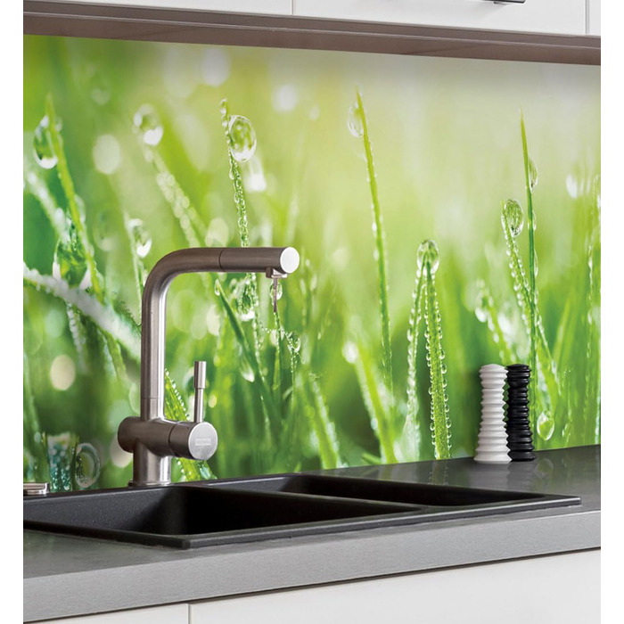 Самоклеючий кухонний фартух - матовий, преміальна бризкозахисна плівка 0,4 мм як доступна альтернатива склу, легке встановлення та очищення - висота 60 см - Дизайн Світло-сірий мармур 180 x 60 см (зелений, Ш 220 см x В 60 см, 0,2 мм)
