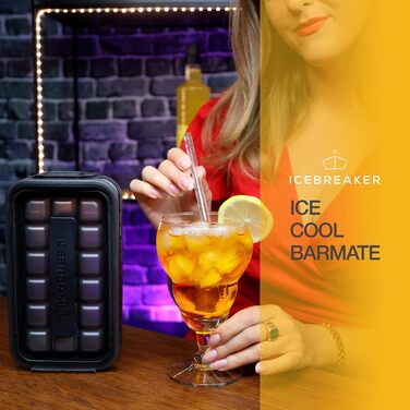 Лоток для льоду ICEBREAKER POP 2.0 - Готуйте та подавайте лід, не торкаючись його - Гігієнічний контейнер для льоду для морозильної камери - Силіконовий контейнер з кришкою - Льодогенератор на 18 кубиків льоду (Pop 2.0 Clear Black (ексклюзив))