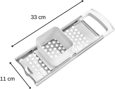 Тертка для коротких шпетц Fackelmann ARCADALINA, професійна класична терка для шпетц, виготовлена з нержавіючої сталі, для коротких шпетц (колір білий/срібний), кількість , 32x17 см