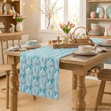 Мягкая дорожка с вышивкой кролика с бантом 183 х 33 см синий Artoid Mode