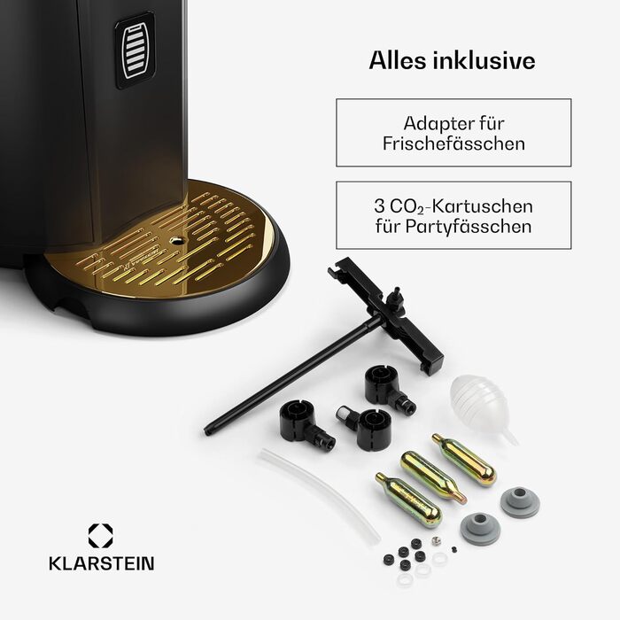 Охолоджувальна Система для Розливу Пива Пивоварня 5л, Ультрашвидке Охолодження, Регульована Температура, Система з CO2-картриджами, LCD-дисплей, Чорно-Золотий