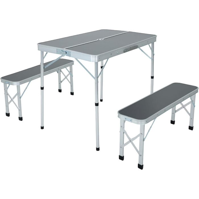 Набор для пикника стол и 2 скамейки серый AKORD