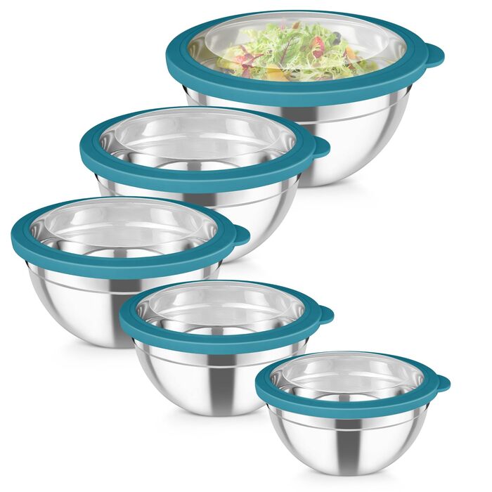 Набір мисок для змішування з нержавіючої сталі 5 шт сині Homikit