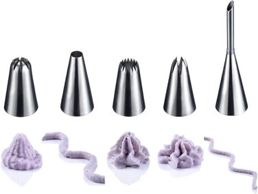 Кондитерський мішок 40 см та 5 сталевих насадок, кремово-білий Westmark