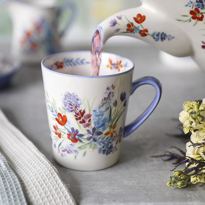 Кухоль для чаю London Pottery VISCRI MEADOW, кераміка, слонова кістка/васильковий синій, 300 мл