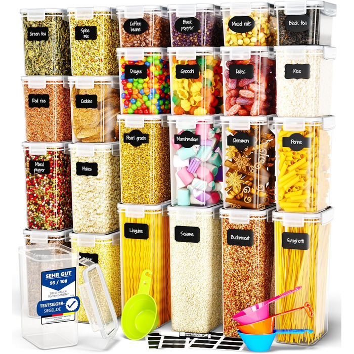 Набор из 24 контейнеров для хранения, прозрачный/белый XL Deco haus