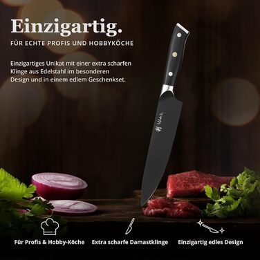 Набор ножей Wakoli Titanium Noir (5 предметов) в магнитном блоке профессиональный кухонный набор с лезвиями из нержавеющей стали (12,521 см), черным покрытием. Включает нож шеф-повара.