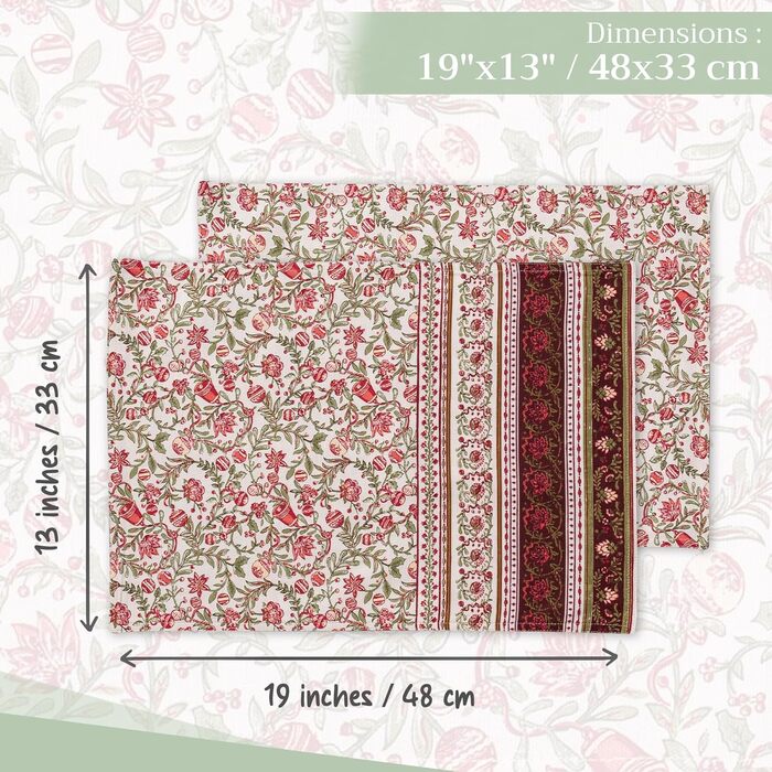 Бавовняні килимки для серветок, набір з 4 шт. , декоративні килимки для серветок, пасхальні килимки, що миються, для свят, вечерь, весни, літа (33 см x 48 см) (13 - Reveillon Au Jardin), 39Hermine 100